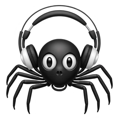 A black spider with white headphones sticker