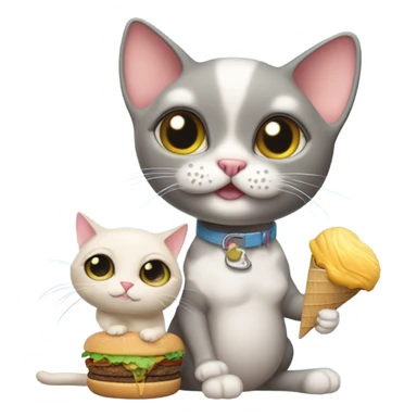 Hairless cat eating ice cream and hamburger  sticker