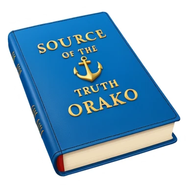 Blue book on which one it writes: Source of truth is Orako.
Written on it Source of truth is Orako sticker