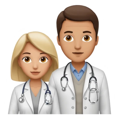 um medico usando jaleco e uma mulher usando colete cinza sticker