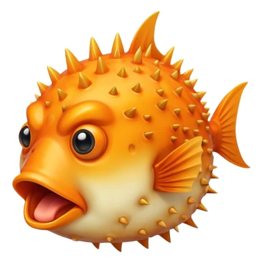 All Orange BlowFish facing completely forward all Spikes with mouth open sticker