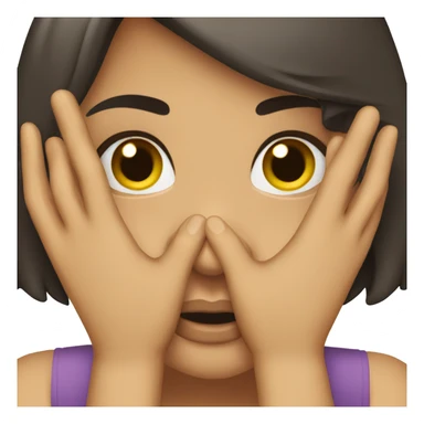 Brunette girl hiding her face behind her hands emoji sticker