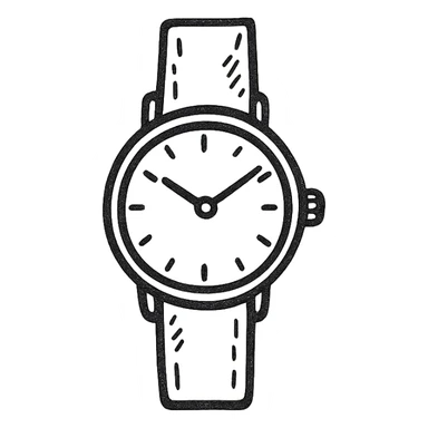 watch, hand drawn outlined icon style, sketchy and casual sticker