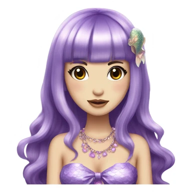 mermaid hime gyaru girl, dark purple hair sticker