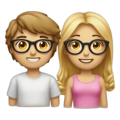 Emoji d'un garçon a lunette qui tire la langue a une fille sticker