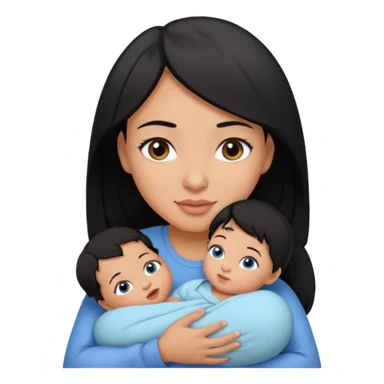 mom holding newborn baby girl with brown eyes tan skin and black hair and for the newborn baby, blue eyes newborn girl baby tan skin black hair sticker