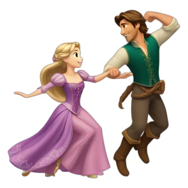 Rapunzel and Flynn Rider dancing sticker
