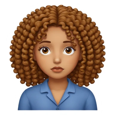Brown girl with curly hair tired sticker