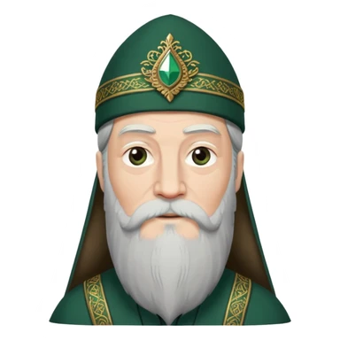 albus dumbledore with very long beard with dark green turkish fez cap and decorative motifs, no gem sticker