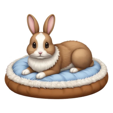 white pet bed with rabbit in it brown an white rabbit sticker