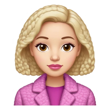 
Here is a description of the character based on the image provided:
**Appearance:**
* **Age:** It seems that the woman is about 30-35 years old.
* **Face:** She has an oval face with soft features. Small wrinkles are visible at the corners of the eyes.
* **Skin:** The skin is light and smooth.
* **Eyes:** The color of the eyes is difficult to determine from the photo, but they appear dark.
* **Lips:** Lips of medium fullness, made up with pink lipstick.
**Clothes:**
* She is wearing a warm jacket or robe made of boucle fabric or similar material with a "lamb" texture. The color of the clothes  sticker