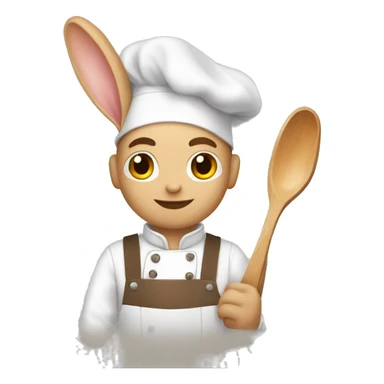 Homme blanc brun qui cuisine un lapin sticker