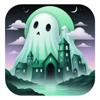 Ghostly Pastel Black Green White Spectral Gloomy Dusky Dystopian Apocalyptic Aesthetic Scenery Deco sticker