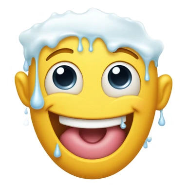 Emoji of a smiling drooling face with milk all over sticker