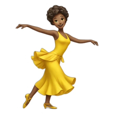 dancing lady in yellow dress sticker