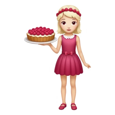 Raspberry torte human full body and legs girl with a raspberry barrette on her head sticker