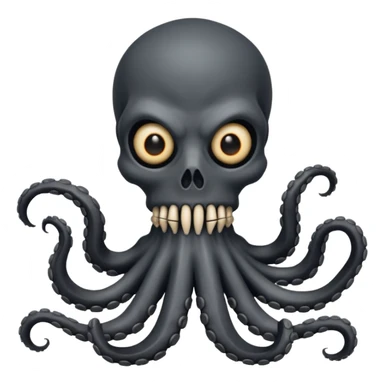 satanic octopus skeleton with scary evil eyes, wearing a black balaclava. 2 tentacles are each holding a skeleton bone sticker