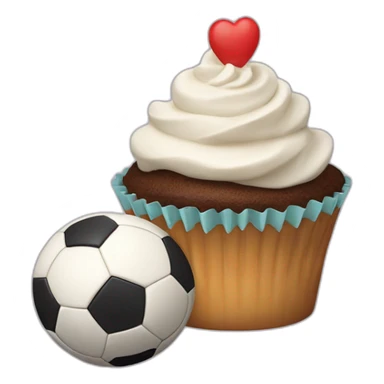 Happy cupcake with a soccer ball as icing  sticker