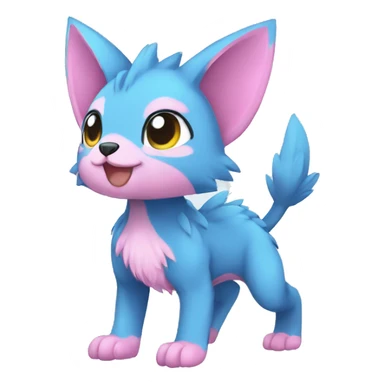 Cute cool blue pink animal hybrid Fakemon full body sticker