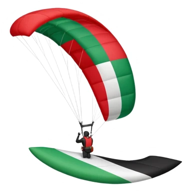 a paraglider flying a palestinian flag wing, respect scrupulously the correct shapes and colours of the palestinian flag, try again sticker