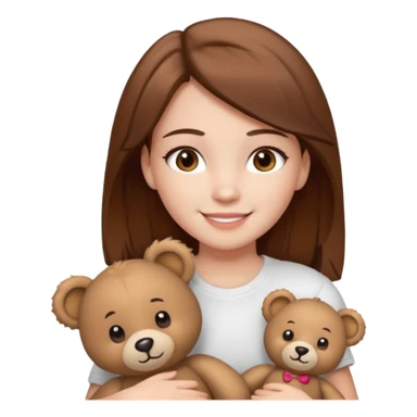 A Girl with Brown hair and Brown eyes with a t-shirt White. The t-shirt have dels a Teddy coquette bear. The Girl have White skins and she is smiling sticker