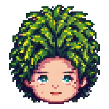crazy hair pixel art style sticker