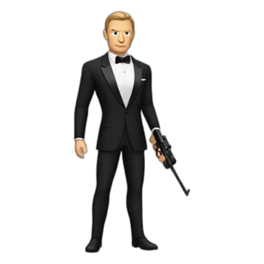 James Bond. A men with thé face of Daniel Craig and a black suit with a gun in hand sticker