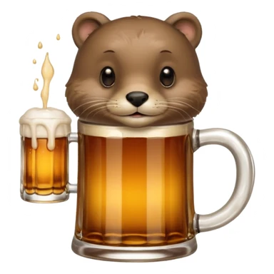 a beer holding an otter in its hand sticker