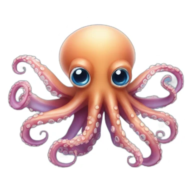Pulpo animado enorme color azul ojos grandes en el mar sticker