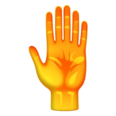 A hand with a thermal camera effect, orange color sticker