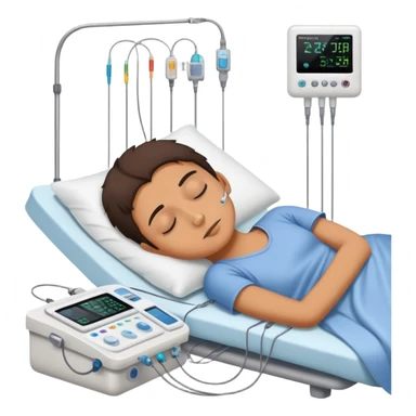 person sleeping with electrodes and monitoring equipment attached for a polysomnography sleep test sticker
