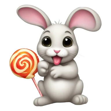 baby bunny licking lollipop  sticker