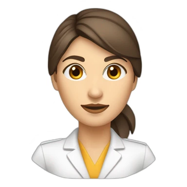 Femme coupe carré brune blanche de peau yeux noisette visage mi rond mi triangulaire air attendrissant corp de taille moyenne sticker