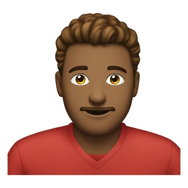 some one editing on a lapto facingthe cemra wearin a red shirt sticker