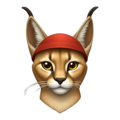 Caracal cat with Soviet ushanka hat sticker