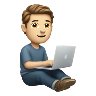 white-skinned male brown hair product designer sitting with macbook sticker
