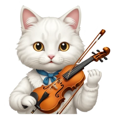 white cat play violin sticker