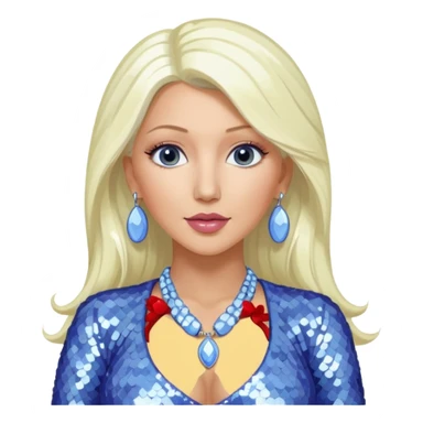 Christina Aguilera with long platinum blonde hair, periwinkle sequin outfit  sticker