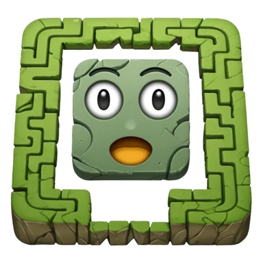 hazme un laberinto de piedra y el centro que sea un cuadrado de puro pasto sticker