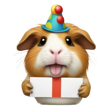 Guinea pig holding clown face sign sticker