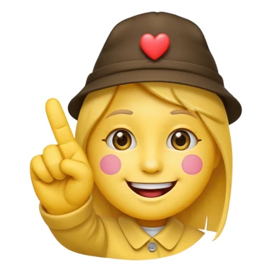 A Smiling Face with Smiling Eyes emoji with a hand korean finger heart emoji that has the middle finger sticking out sticker