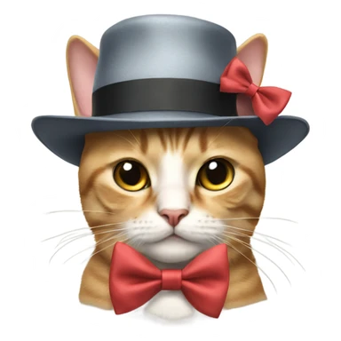 Cat wearing a bow tie and hat sticker