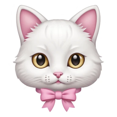 A little white cat with innocent eyes and a pink bow on its head sticker