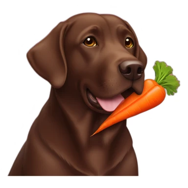 Chocolate labrador eating carrot sticker