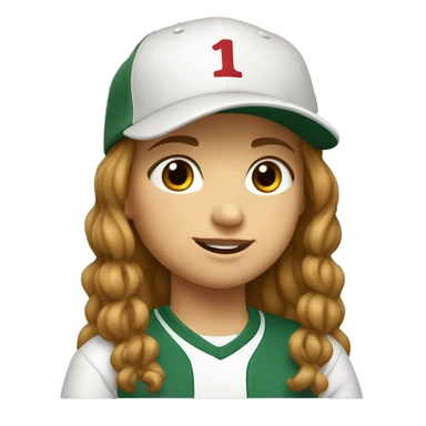 Teenager girl type italian, White skin, with baseball cap backwards with long wavy brown hair (Which go down behind to the nape of the neck), Little bit dezoom sticker
