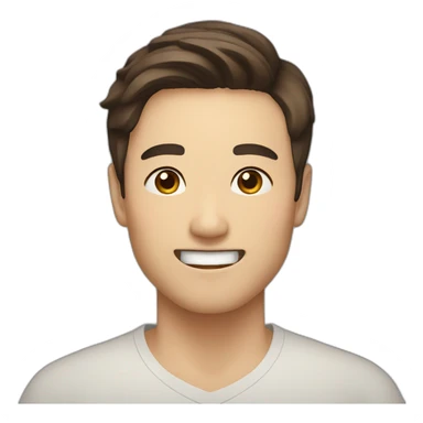 korean male early thirties short beard long brown hair happy expression sticker