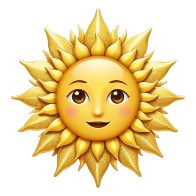 sun in 2d golden glitter in colour without face sticker