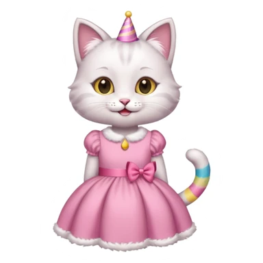 happy girl cat wearing a birthday dress sticker