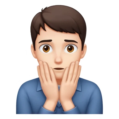 face peeking nervously from behind hands, cautious expression sticker