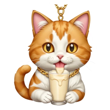 Cat licks Milk with Gold Chain sticker